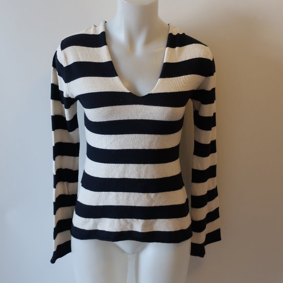 SCOOP NYC NAVY WHITE HOODED SWEATER SZ M * - Picture 4 of 11